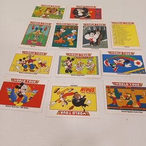 Vtg 1992 Disney Mickey World Tour collecting Trading cards lot of 11